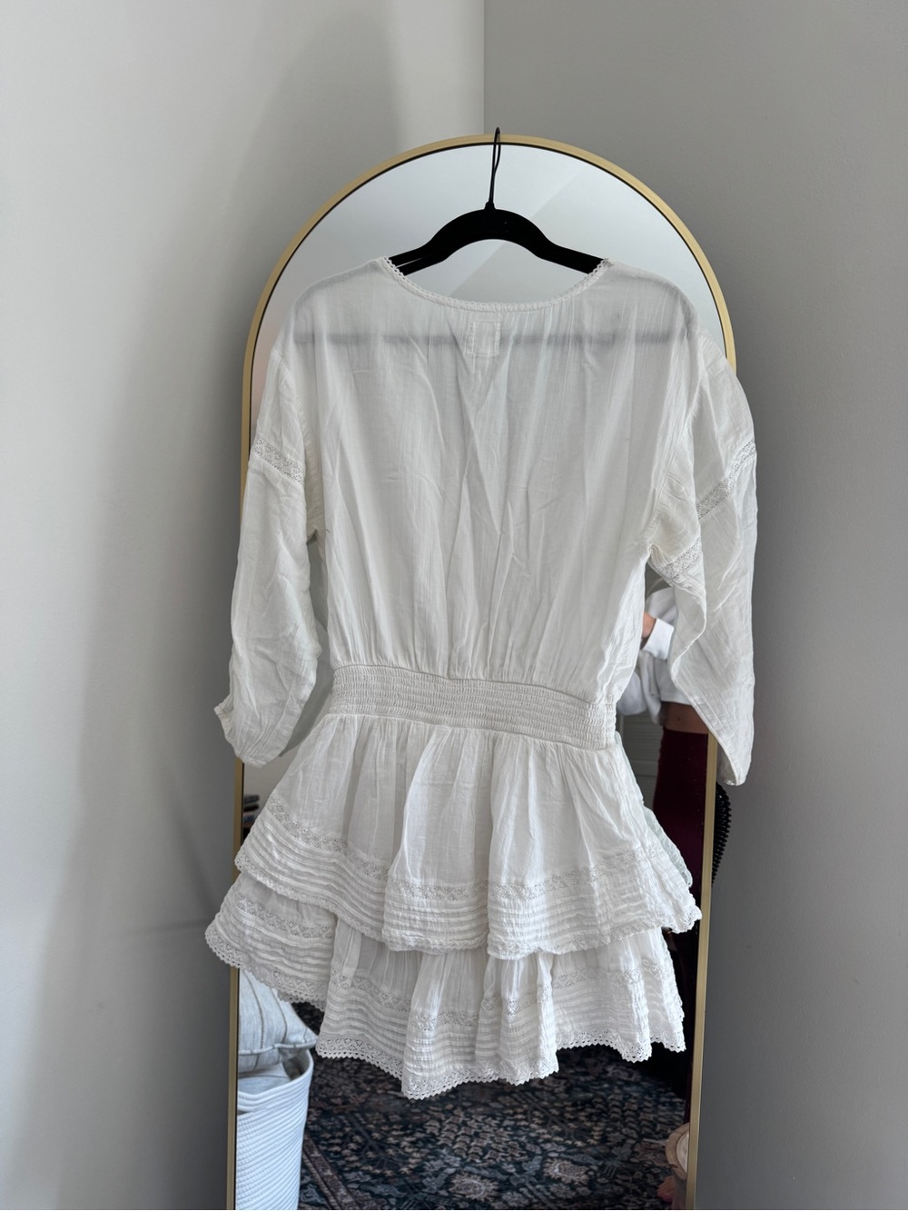 Aerie White Quarter Sleeve Ruffle Mini Dress - Picture 6 of 6